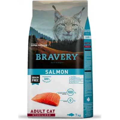 Bravery Salmon Sterilised Adult Cat - Пълноценна храна за израснали кастрирани котки от всички породи със сьомга 7 кг