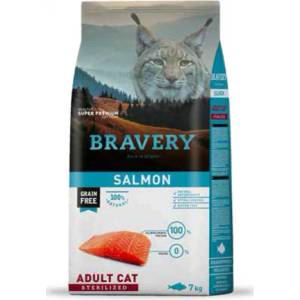 Bravery Salmon Sterilised Adult Cat - Пълноценна храна за израснали кастрирани котки от всички породи със сьомга 7 кг - petfood