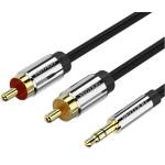 Vention 3, 5 мм жак/M - 2RCA/M, (аудио, позлатено покритие, метален корпус), 1 м, кабел