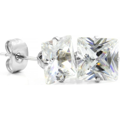 BRUNOshop.cz Náušnice ČTVEREČKY s kamínkem 0,8 cm S2680