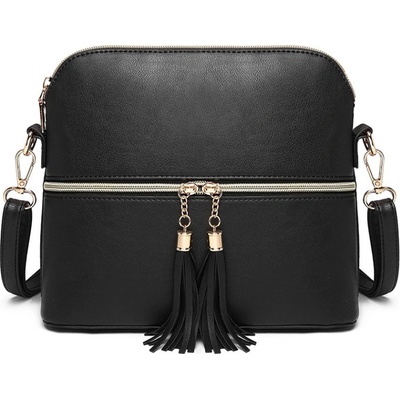 Miss Lulu malá crossbody kabelka se zlatým zipem černá
