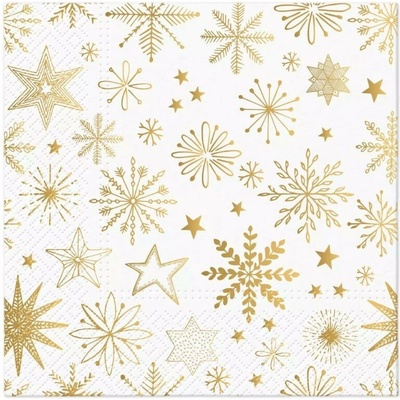 PAW SDL235800 Shiny Snowflakes servítky 3V vianočné 20ks 33x33cm