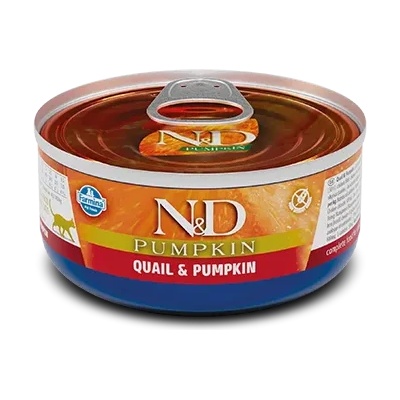 Farmina N&D Cat Quail & Pumpkin Can - Консервирана храна за израснали котки с пъдпъдък и тиква, 70 гр