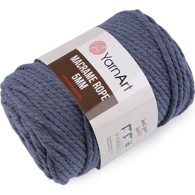 Pletací příze Macrame Rope Ø5 mm 500 g rozčesávací Varianta: 12 (761) modrá jeans, Balení: 1 ks 48618/117227/235646