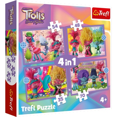 Trefl - Puzzle 4v1 Adventures of Colorful Trolls - 1 - 39 piese
