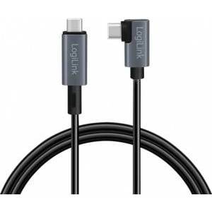 LogiLink CU0182 USB 2.0 Type-C to USB-C/M Angled Cable E-mark PD Black 1m