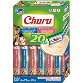 Churu Dog snack kuře & tuňák a kuře & losos 20 x 14 g multipack