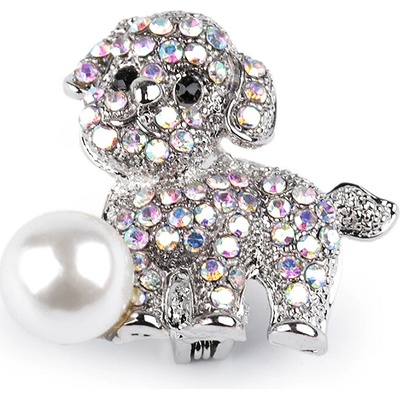 Stoklasa brož s broušenými kamínky pes 2 crystal AB