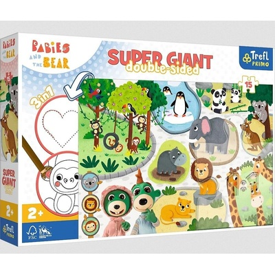 Trefl Oboustranné Treflíci a mláďata v ZOO SUPER GIANT 15 dílků