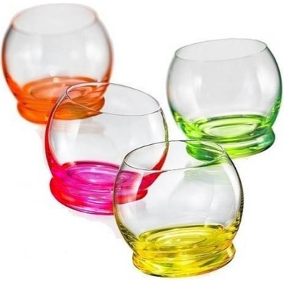 Crystalex Bohemia Glass Sada houpacích sklenic Crazy Neon barevné 4 x 390 ml