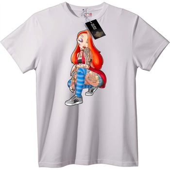 NOONEBRAND Тениска Татуирана руса коса в градски стил - 2XL, White