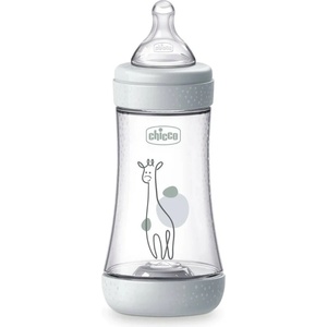 Chicco Шише за хранене Chicco Perfect 5 - Със среден поток, 240 ml, 3 м+, сив/бял (N0286) - ozone