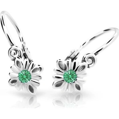 Danfil dětské náušnice C2261 z bílého zlata s kamínkem Emerald Green zapínání brizura