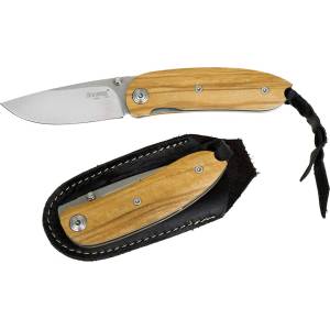 lionSTEEL 8210 ul / Джобно ножче с острие от стомана d2 и дръжка от маслинено дърво - кафяво (lion0100)