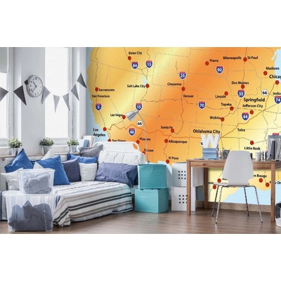 Dimex MA-5-1507 Samolepicí vliesová fototapeta na zeď Zlatá mapa trasy 66 rozměry 375 x 250 cm