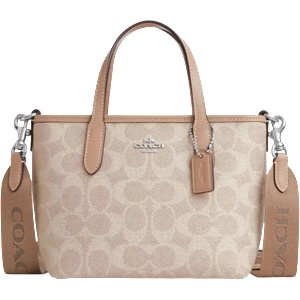 Coach Дамска чанта Coach City Mini Tote, Signature Canvas, Пясъчно бежово (CW032-BROWN)