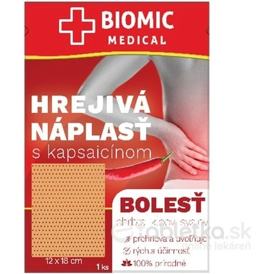 BIOMIC Hrejivá náplasť s kapsaicínom 12 x 18 cm