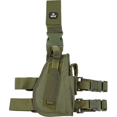 MFH na pistoli stehenní s gumou olivové levé – Zboží Dáma