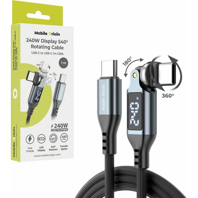 Mobile Origin MO-DRC-S- Otočný USB-C s displejem 540° 240 W 1m