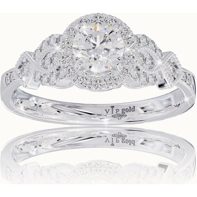 VIPgold Zlatý prsteň s bielymi zafírmi v bielom zlate R329 10588 S