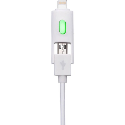 Comma Универсален кабел с Lightning и MicroUSB конектори - Comma Light Dural 2 in 1 Cable (бял)
