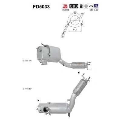 Filtr sazových částic, výfukový systém AS FD5033