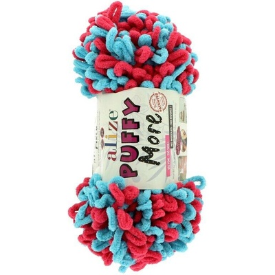 Alize Puffy More 6553 světle modrá s červenou