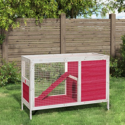 vidaXL Králíkárna červená 103 x 44 x 69,5 cm masivní borové dřevo – Zboží Dáma