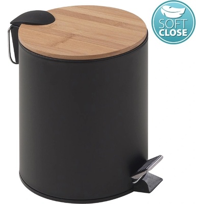 Gedy Kenta odpadkový kôš 3 l, Soft Close, čierna mat/bambus 1309