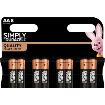 Duracell Батерии алкални Duracell Simply, AA, LR6, 1.5 V, 8 бр. в опаковка