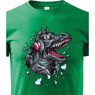 dětské tričko Dino sluchátka zelená