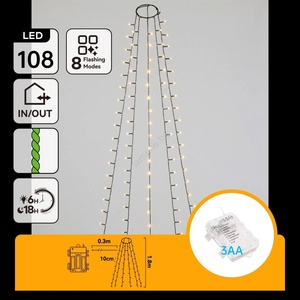 Aigostar - LED Външен коледен гирлянд 108xLED/8 функции 3xAA 1, 8m IP44 топло бяло (AI2432)