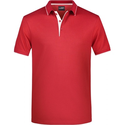 James & Nicholson polokošile JN 728 s kontrastní légou krátký rukáv pánská Červená/ bílá