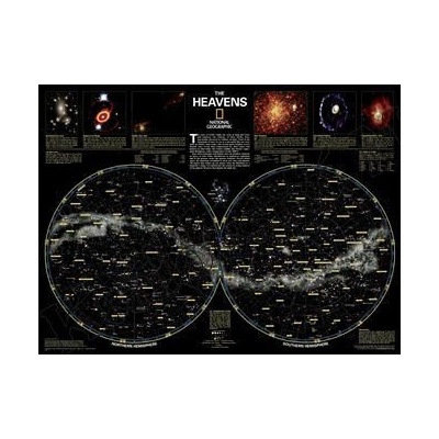 Hvězdná obloha National Geographic - nástěnná mapa 80 x 60 cm, lamino + černý hliníkový rám