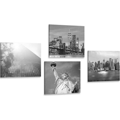 Set obrazů černobílý New York - 4x 40x40