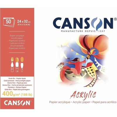 Canson akrylový blok CP Natural White 400 g/m² 50 listov 24 x 32 cm