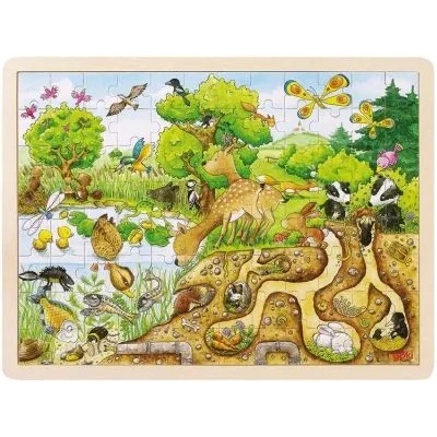 Goki - Дървен пъзел в рамка - Изследвай природата (57582)