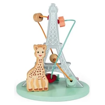 Janod - Дървена спирала с топчета и сортер - Жирафчето Софи (J09504)