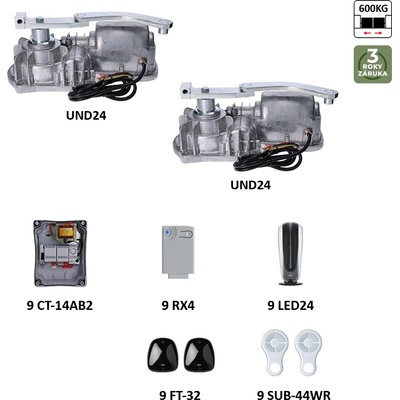900KUND3024ER UNDERKIT podzemný pohon brány 3,5 m/kridlo
