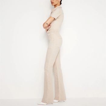 Good american Women's Bootcut Jumpsuit - Sand004