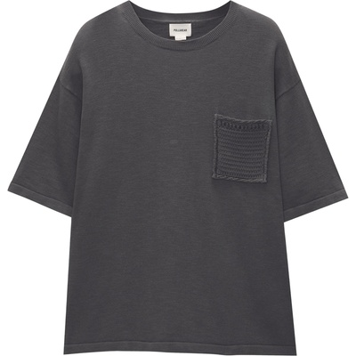 Pull&Bear Тениска сиво, размер S