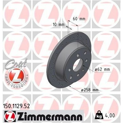 Brzdový kotúč (cena za 1ks) ZIMMERMANN 150.1129.52