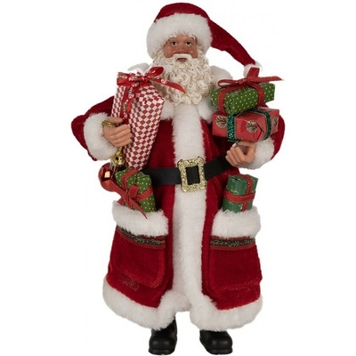 Vánoční dekorace taťka Santa Claus v kožichu s dárky - 16*10*27 cm - Clayre & Eef – Hledejceny.cz