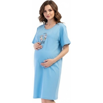 Синя макси нощница за кърмачки с апликация