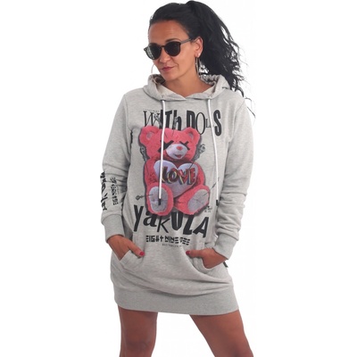 Yakuza dámske šaty s kapucňou Soft Voodoo GKB 21110 grey melange