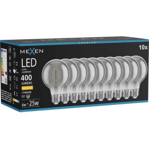 Mexen Vintis 10x LED спирална лампа с нажежаема жичка E27, G80, 6W, Топла - 2700K, 400 lm, (L165-E27-0627-70x10)