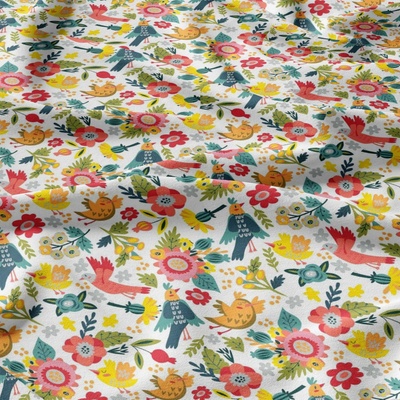 Bavlněné látky, metráž. Ptáci ráje na Bílém