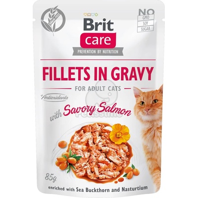 Brit Care Cat Fillets in Gravy - Salmon 6 x 85 г