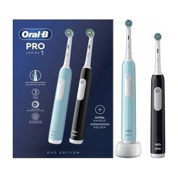 Oral-B Pro Series 1 Cross Action Toothbrush Set 2-pack Black + Blue Black/Blue