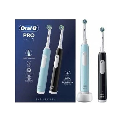 Oral-B Pro Series 1 Cross Action Toothbrush Set 2-pack Black + Blue Black/Blue